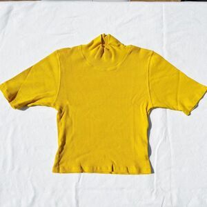 Big Bud Press golden yellow turtleneck half-sleeve, Size Petite
